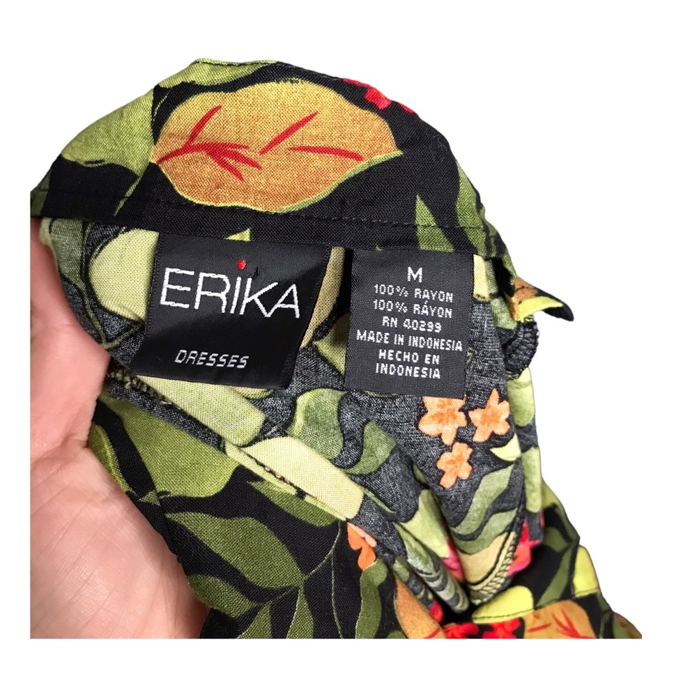 Erika | Vintage cut out back leaf floral print black dress - Picture 9 of 9